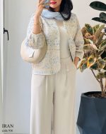 کت مدل ایران جنس لینن ژاکارد آینه کاری شده کد 936 - تصویر 2