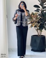 کت مدل ایران جنس لینن ژاکارد آینه کاری شده کد 936 - تصویر 3
