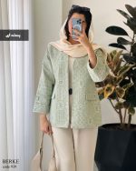تک کت زنانه بهاری رنگ سبز پاستیلی