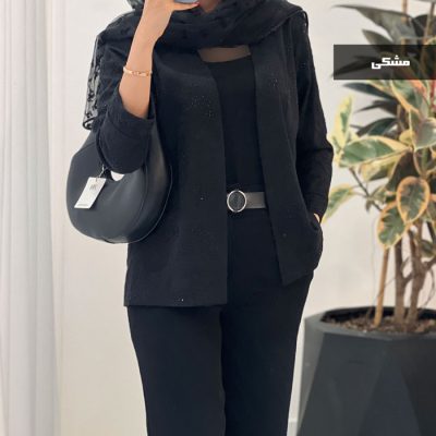 کت مزونی زنانه جنس لنین مشکی