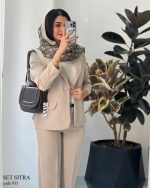 کت و شلوار زنانه جنس مازراتی رنگ استخوانی