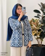 کت زنانه جنس ژاکارد رنگ سرمه ای
