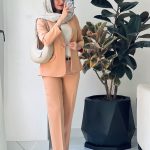 کت و شلوار زنانه جنس مازراتی رنگ نارنجی پنککی