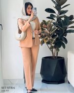 کت و شلوار زنانه جنس مازراتی رنگ نارنجی پنککی