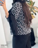 کت مزونی زنانه جنس لنین خامه دوزی رنگ مشکی