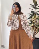 ست سارافون و کت مدل گلی جنس کت رویه کوک دوزی کد 960 - تصویر 7