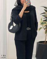 کت مزونی زنانه جنس لنین مشکی