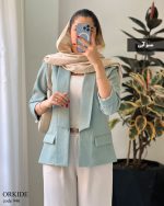 کت زنانه عیدانه جنس بیسکوییتی رنگ سبز آبی