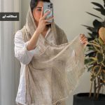 شال ابریشم میله ای دور گیپور مدل بهار کد 976