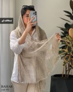 شال ابریشم میله ای دور گیپور مدل بهار کد 976