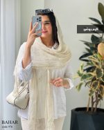 شال ابریشم میله ای دور گیپور مدل بهار کد 976 - تصویر 5
