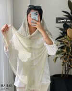 شال ابریشم میله ای دور گیپور مدل بهار کد 976 - تصویر 6
