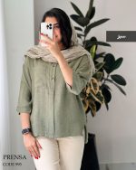 حراج شومیز مانتویی پرنسا جنس لینن شانتون کد 995 - تصویر 6
