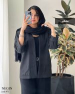 مانتو کتی مدل نگین جنس ژاکارد ترک پفکی کد 973 - تصویر 4