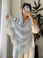 شال ابریشم میله ای دور گیپور مدل بهار کد 976 - تصویر 9