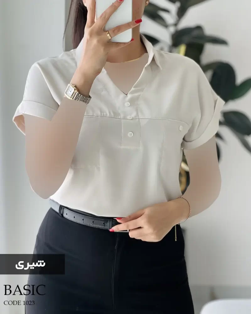 شومیز بیسیک جنس کرپ تابستونه کد 1023 - تصویر 8