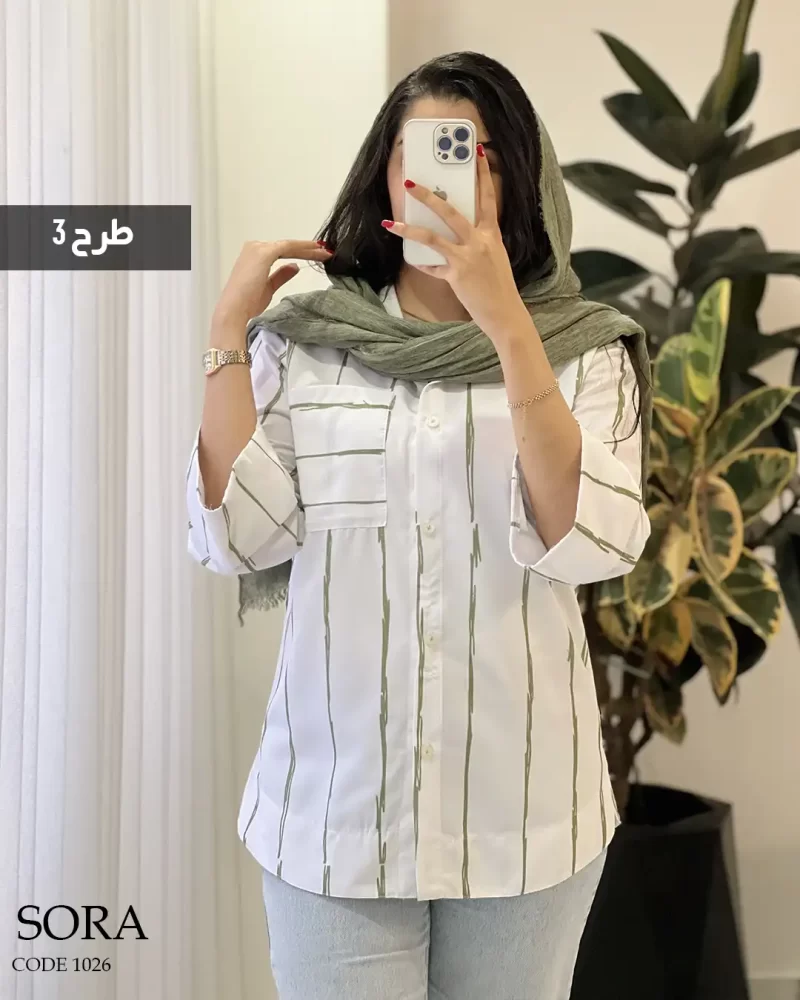 حراج شومیز مانتویی سورا جنس نخی کد 1026 - تصویر 8