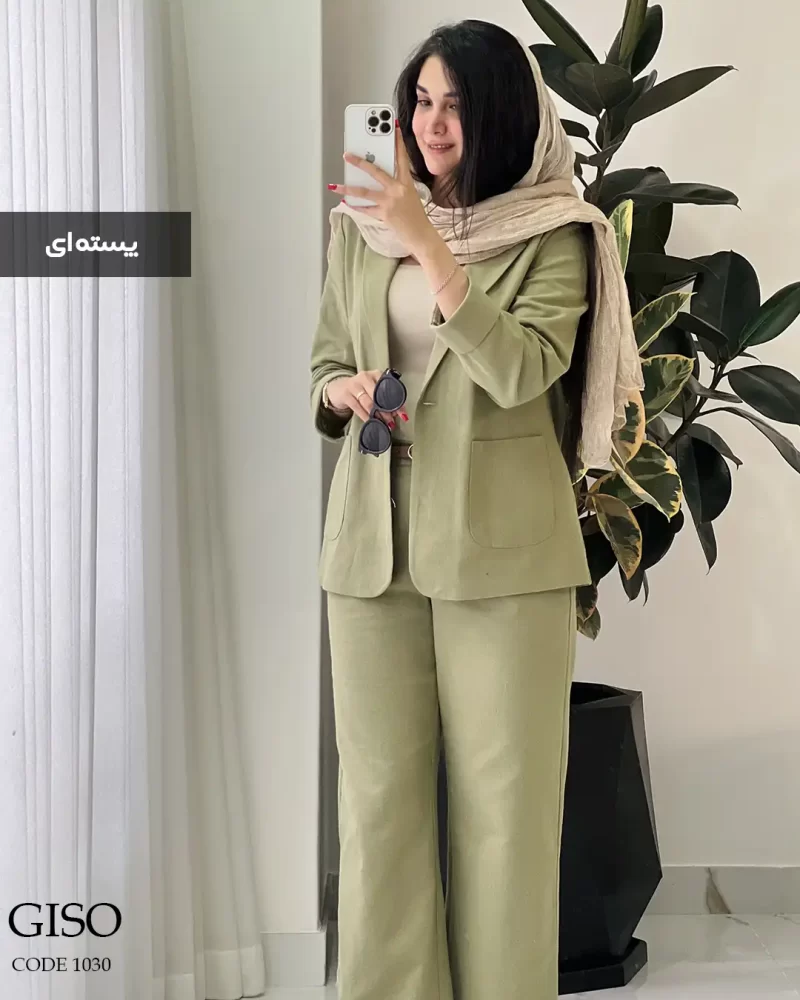 حراج کت و شلوار گیسو جنس لینن پنبه کد 1030 - تصویر 3