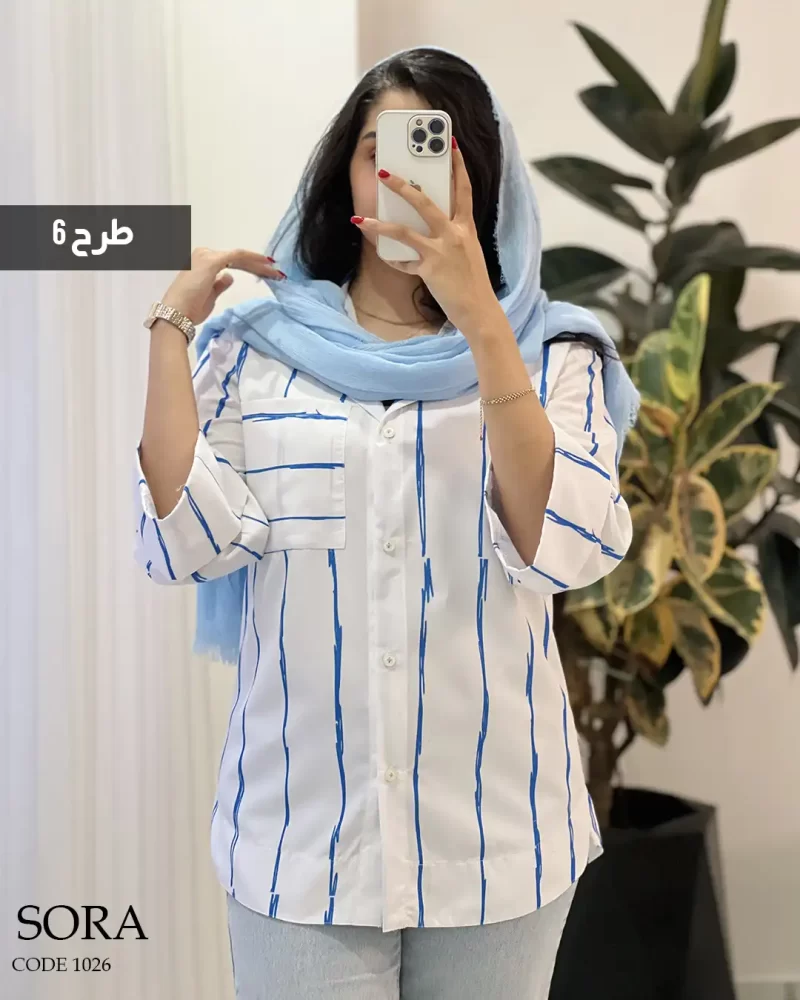 حراج شومیز مانتویی سورا جنس نخی کد 1026 - تصویر 6