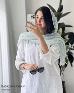 شال رنگین کمان جنس کنفی ابروبادی کد 1029 - تصویر 8