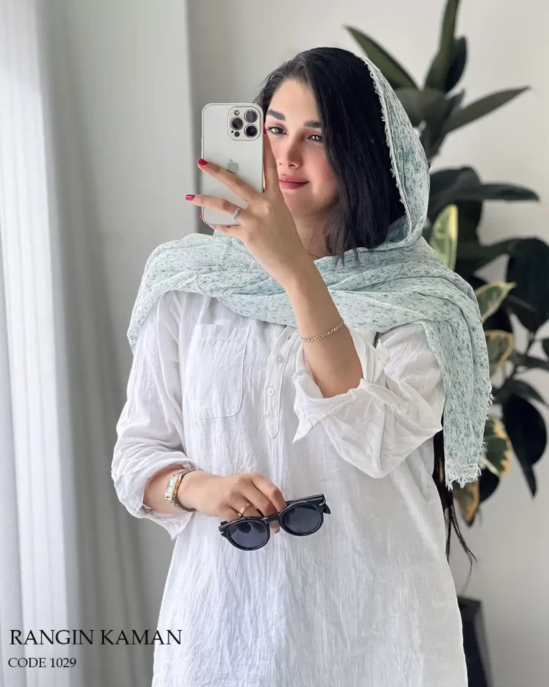 شال رنگین کمان جنس کنفی ابروبادی کد 1029 - تصویر 8