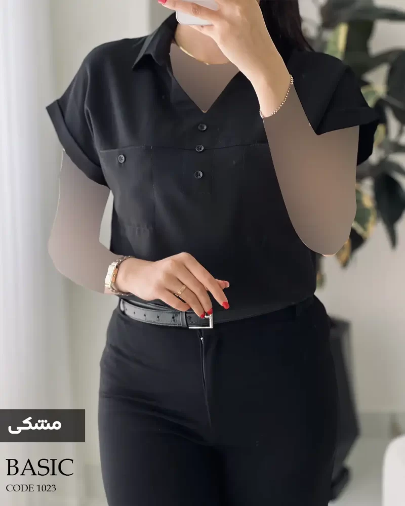 شومیز بیسیک جنس کرپ تابستونه کد 1023 - تصویر 7