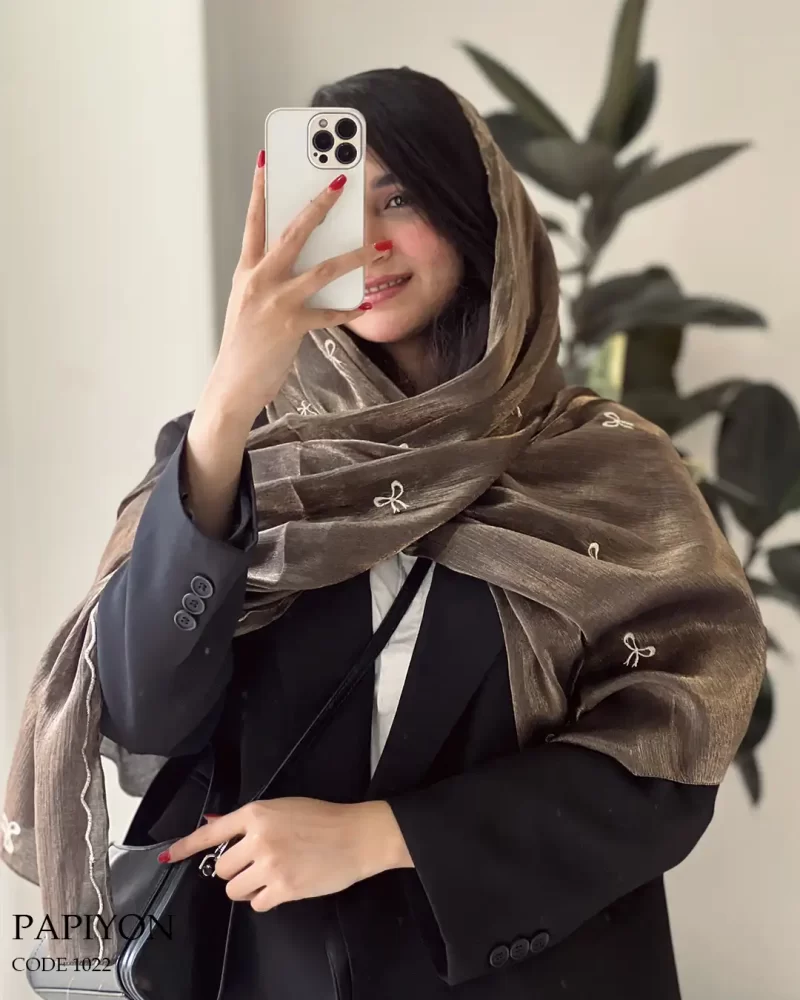 شال پاپیون جنس ابریشم کد 1022 - تصویر 5