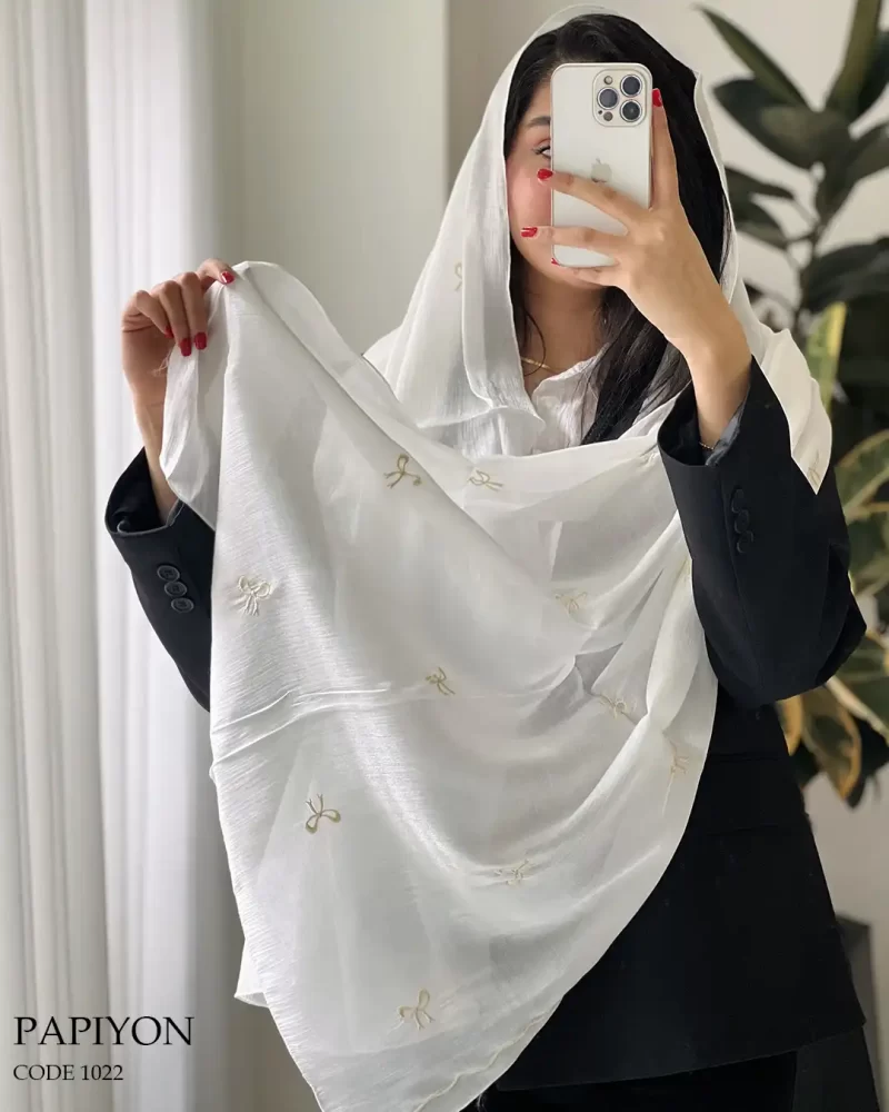شال پاپیون جنس ابریشم کد 1022 - تصویر 4