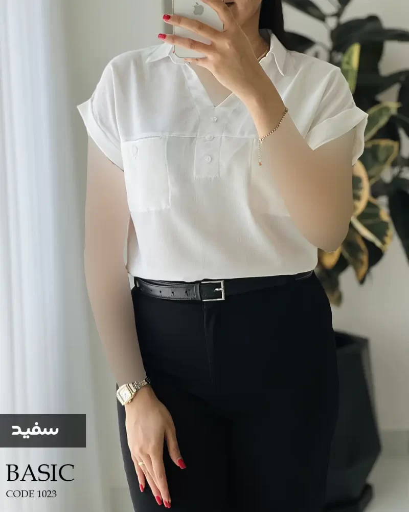 شومیز بیسیک جنس کرپ تابستونه کد 1023 - تصویر 2