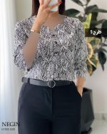 شومیز نگین جنس نخ تایلندی گرم بالا کد 1020 - تصویر 8