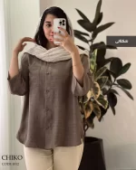 شومیز مانتویی مدل چیکو جنس لینن شانتون کد 1012 - تصویر 8