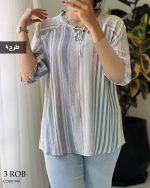 شومیز نخی آستین 3 ربع جنس کریشه کد 998 - تصویر 9