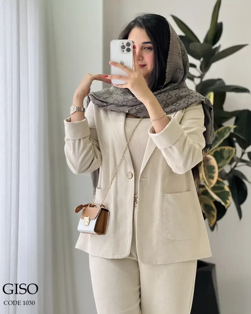 حراج کت و شلوار گیسو جنس لینن پنبه کد 1030 - تصویر 5