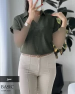 شومیز بیسیک جنس کرپ تابستونه کد 1023 - تصویر 3