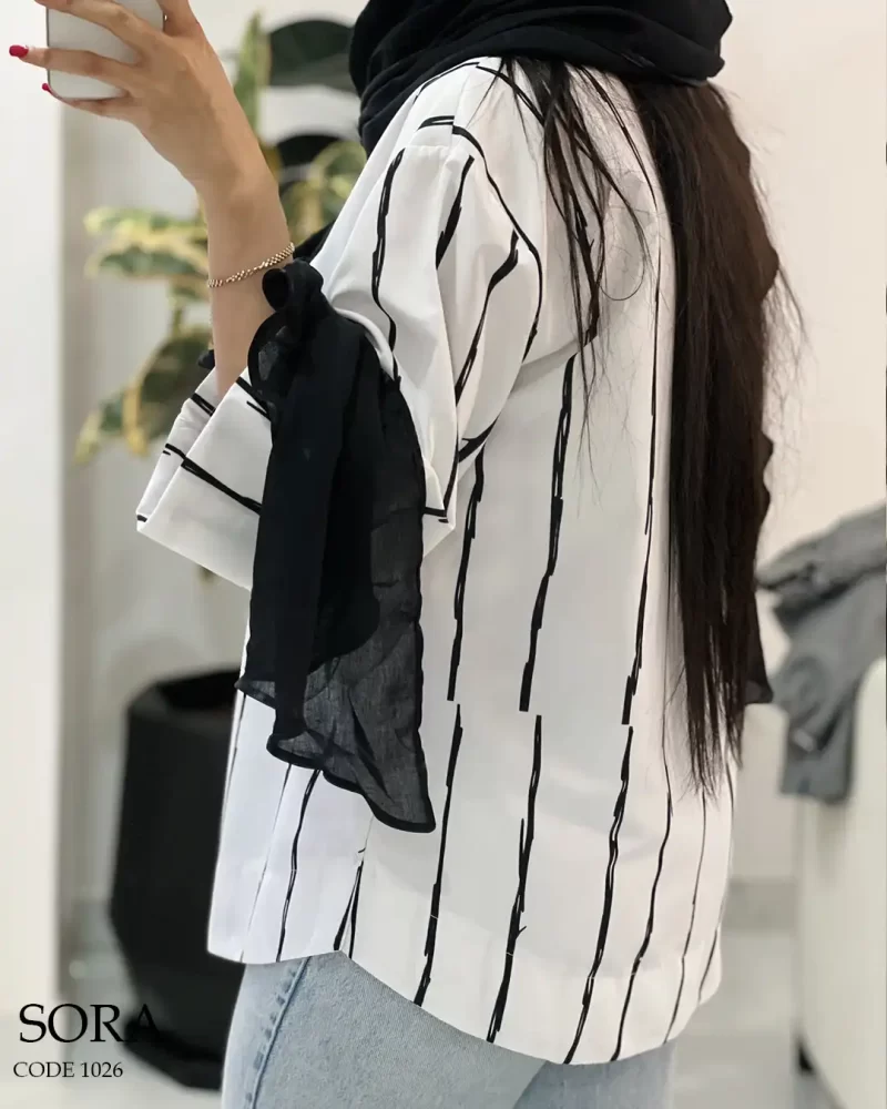 حراج شومیز مانتویی سورا جنس نخی کد 1026 - تصویر 2