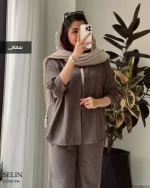 شومیز مانتویی سلین جنس اسلپ لینن کد 996 - تصویر 9