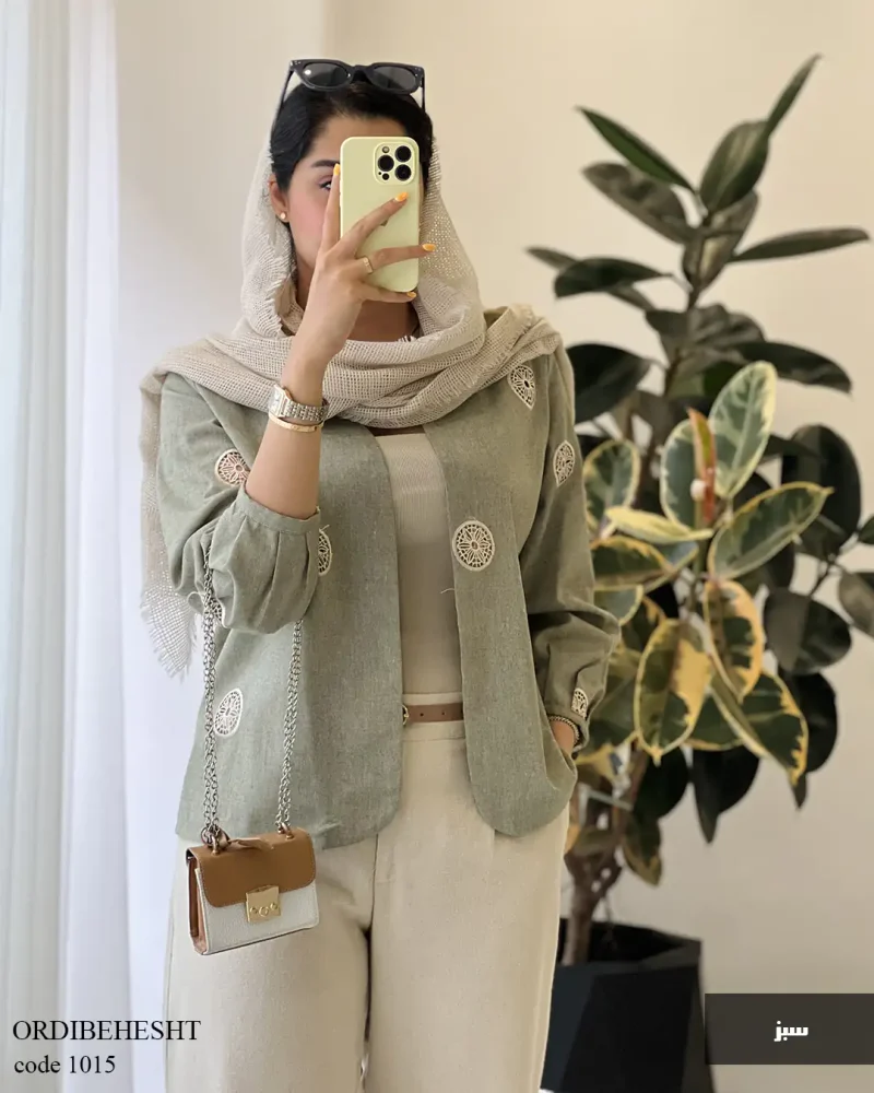 مانتو کتی مدل اردیبهشت جنس لینن خامه دوزی شده کد 1015 - تصویر 4