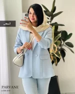 کت زنانه مازراتی رنگ سبز آسمونی