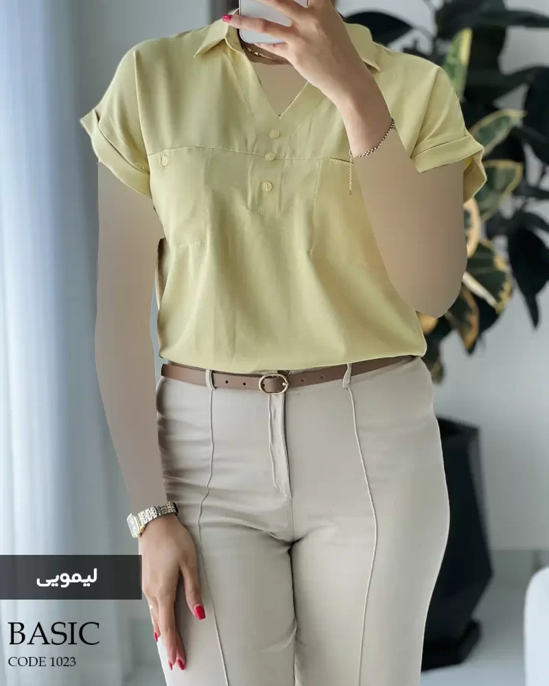 شومیز بیسیک جنس کرپ تابستونه کد 1023 - تصویر 9