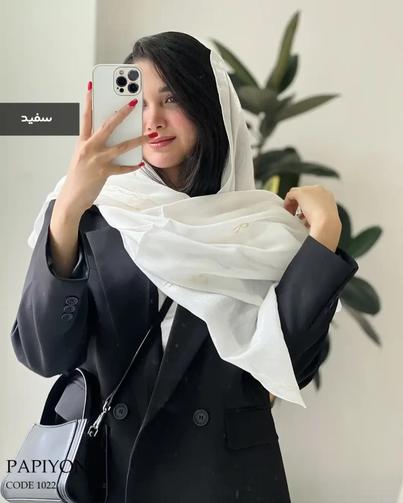 شال پاپیون جنس ابریشم کد 1022 - تصویر 10
