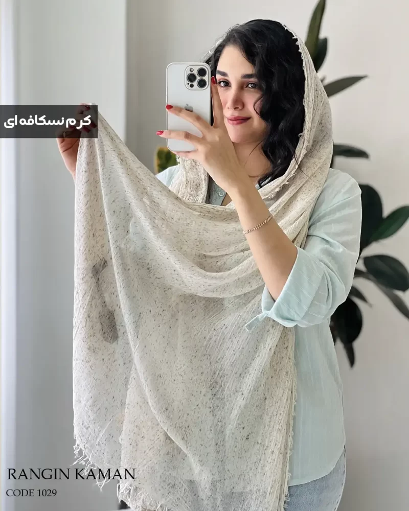 شال رنگین کمان جنس کنفی ابروبادی کد 1029 - تصویر 4