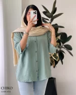 شومیز مانتویی مدل چیکو جنس لینن شانتون کد 1012