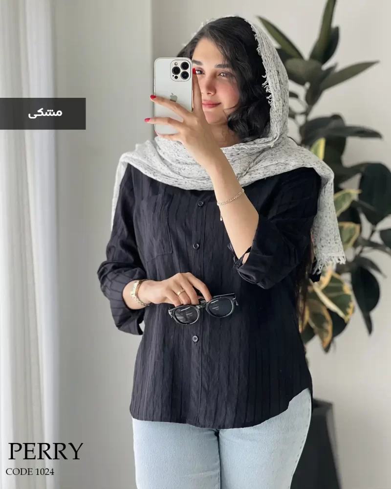 شومیز مانتویی پری رنگ مشکی