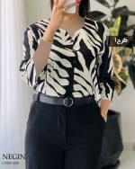 شومیز نگین جنس نخ تایلندی گرم بالا کد 1020 - تصویر 2