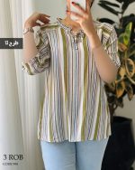 شومیز نخی آستین 3 ربع جنس کریشه کد 998 - تصویر 5