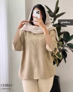شومیز مانتویی مدل چیکو جنس لینن شانتون کد 1012 - تصویر 11
