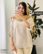 شومیز مانتویی مدل چیکو جنس لینن شانتون کد 1012 - تصویر 12