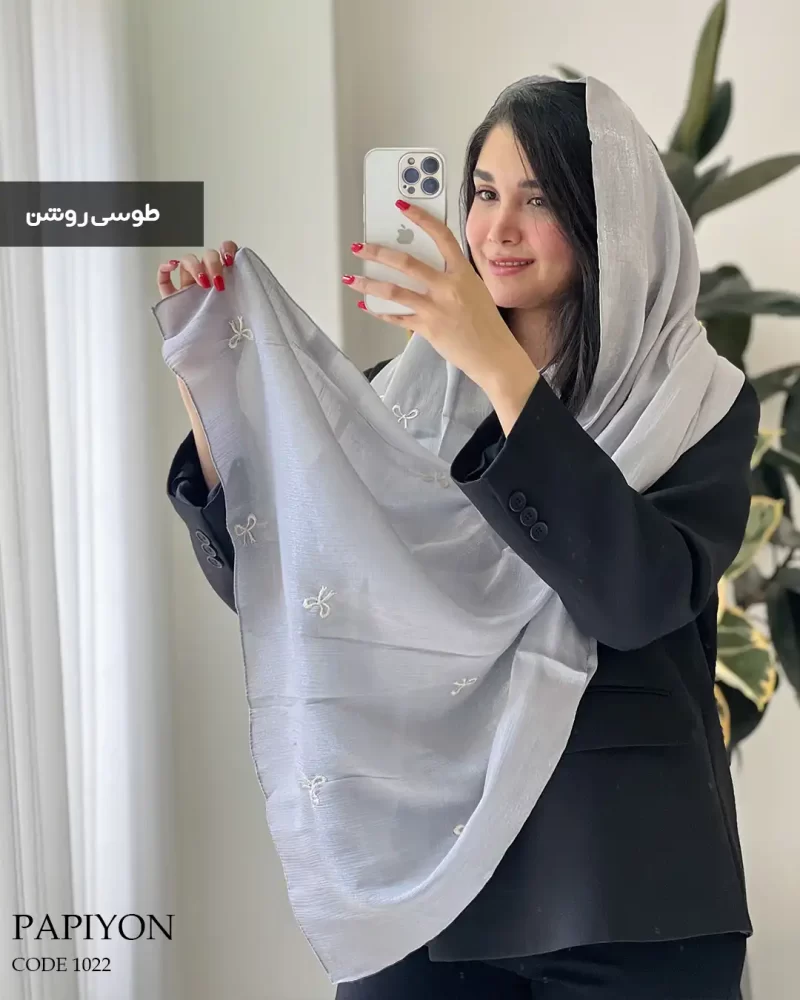 شال پاپیون جنس ابریشم کد 1022 - تصویر 6