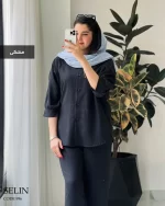شومیز مانتویی سلین جنس اسلپ لینن کد 996 - تصویر 4