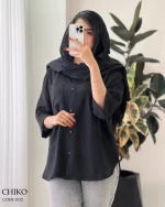 شومیز مانتویی مدل چیکو جنس لینن شانتون کد 1012 - تصویر 15
